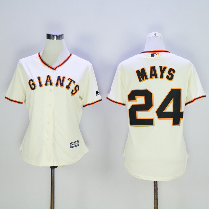 Women San Francisco Giants #24 Mays Cream MLB Jerseys